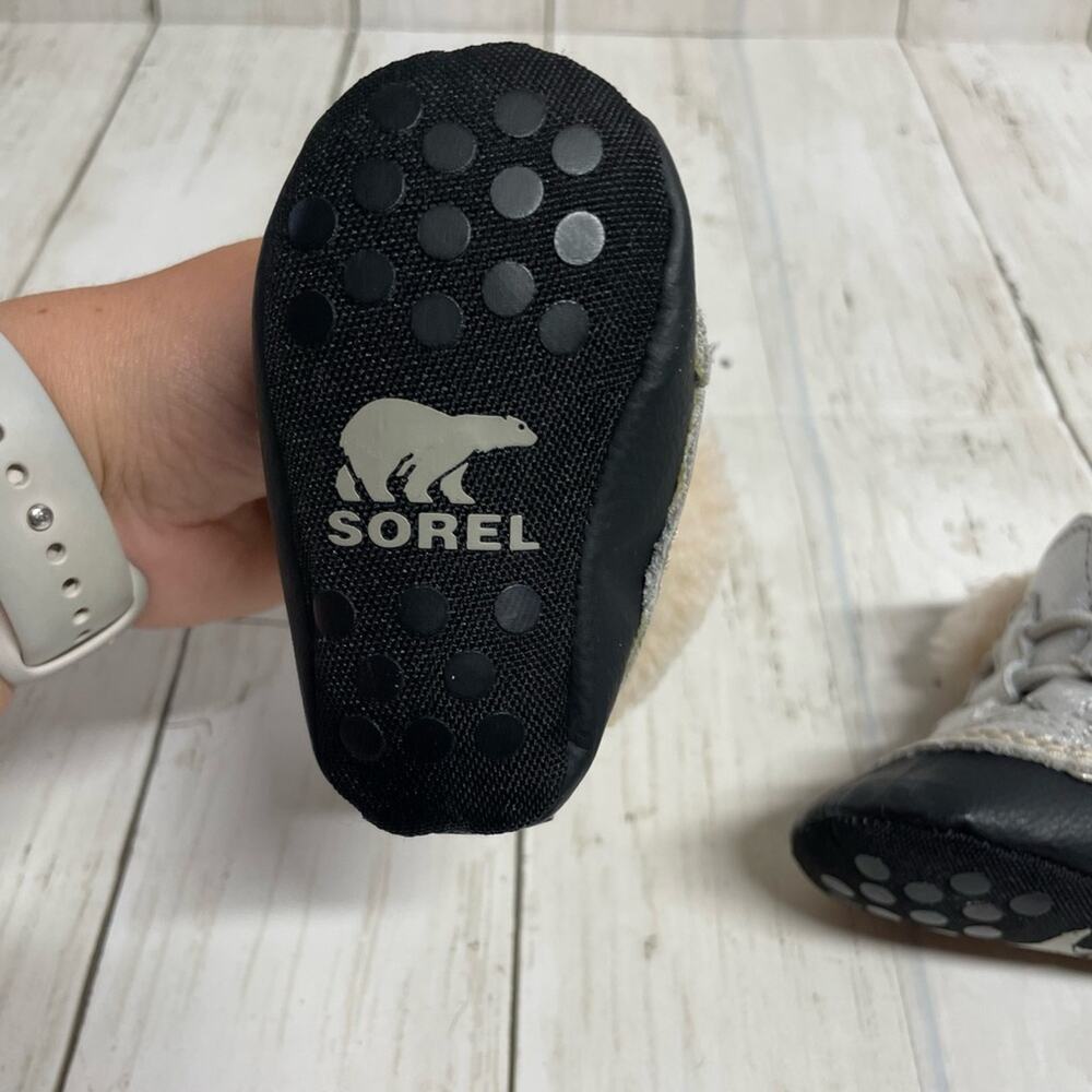 Sorel Silver and Black Kids Snow Boots - Picture 4 of 8